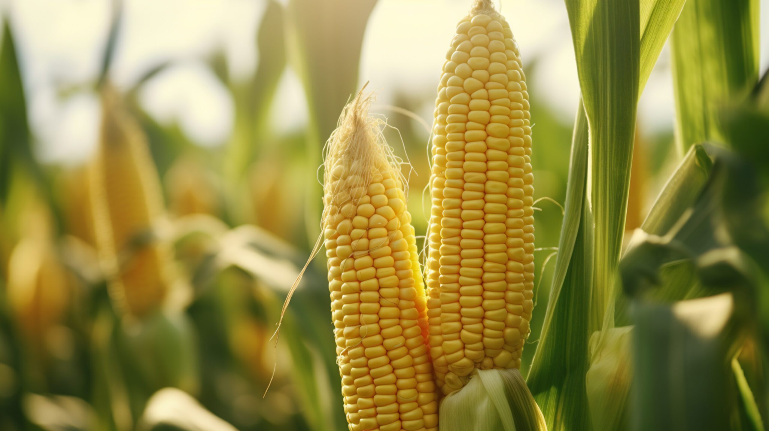 Corn cobs in a field Corn cobs in a field